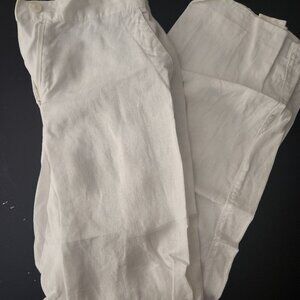 LL Bean White Linen Wide Leg Trouser